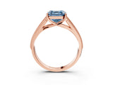 Rose gold Fancy Blue Asscher Cut Cut Pave Split Shank Engagement Ring with Four-Prong Setting_3