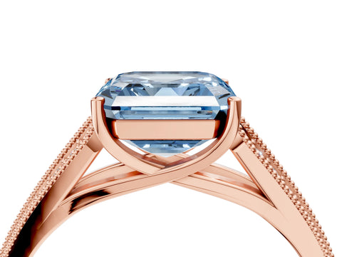 Rose gold Fancy Blue Asscher Cut Cut Pave Split Shank Engagement Ring with Four-Prong Setting_4