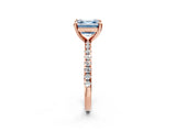 Rose gold Fancy Blue Asscher Cut Diamond Brilliant Solitaire Ring with Pavé Band and Four-Prong Setting_14