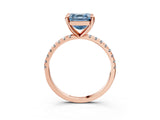Rose gold Fancy Blue Asscher Cut Diamond Brilliant Solitaire Ring with Pavé Band and Four-Prong Setting_15