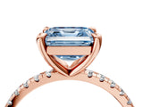 Rose gold Fancy Blue Asscher Cut Diamond Brilliant Solitaire Ring with Pavé Band and Four-Prong Setting_16
