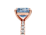 Rose gold Fancy Blue Asscher Cut Diamond Brilliant Solitaire Ring with Pavé Band and Four-Prong Setting_17