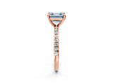 Rose gold Fancy Blue Asscher Cut Diamond Brilliant Solitaire Ring with Pavé Band and Four-Prong Setting_2