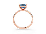 Rose gold Fancy Blue Asscher Cut Diamond Brilliant Solitaire Ring with Pavé Band and Four-Prong Setting_3