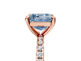 Rose gold Fancy Blue Asscher Cut Diamond Brilliant Solitaire Ring with Pavé Band and Four-Prong Setting_5