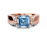 Rose gold Fancy Blue Asscher Cut Diamond Channel Set Solitaire Ring with Four-Prong Setting_12