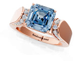 Rose gold Fancy Blue Asscher Cut Diamond Channel Set Solitaire Ring with Four-Prong Setting_13