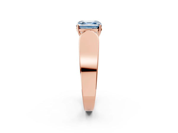 Rose Gold Asscher Cut Channel Set Engagement Ring Setting for Fancy Blue Center with Wide Band