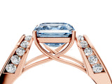 Rose gold Fancy Blue Asscher Cut Diamond Channel Set Solitaire Ring with Four-Prong Setting_28