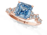 Rose gold Fancy Blue Asscher Cut Diamond Cluster Pavé Band with Four-Prong Setting_4