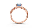 Rose gold Fancy Blue Asscher Cut Diamond Cluster Pavé Band with Four-Prong Setting_6