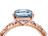 Rose gold Fancy Blue Asscher Cut Diamond Cluster Side Stone Solitaire Ring with Prong Setting_85