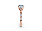 Rose gold Fancy Blue Asscher  Cut Diamond Engagement Ring with Bezel Set Round Side Stones and Prong Setting_66