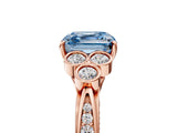Rose gold Fancy Blue Asscher  Cut Diamond Engagement Ring with Bezel Set Round Side Stones and Prong Setting_69