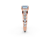 Rose gold Fancy Blue Asscher  Cut Diamond Engagement Ring with Pavé Band and Four-Prong Setting_5