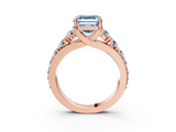 Rose gold Fancy Blue Asscher  Cut Diamond Engagement Ring with Pavé Band and Four-Prong Setting_6