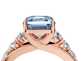 Rose gold Fancy Blue Asscher  Cut Diamond Engagement Ring with Pavé Band and Four-Prong Setting_7