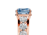 Rose gold Fancy Blue Asscher  Cut Diamond Engagement Ring with Pavé Band and Four-Prong Setting_8