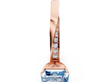 Rose gold Fancy Blue Asscher Cut Diamond Engagement Ring with Side Stone Accents and Four-Prong Setting_12