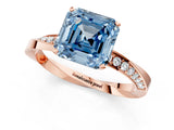 Rose gold Fancy Blue Asscher Cut Diamond Engagement Ring with Side Stone Accents and Four-Prong Setting_13