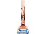 Rose gold Fancy Blue Asscher Cut Diamond Engagement Ring with Side Stone Accents and Four-Prong Setting_132