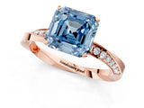 Rose gold Fancy Blue Asscher Cut Diamond Engagement Ring with Side Stone Accents and Four-Prong Setting_133