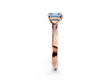 Rose gold Fancy Blue Asscher Cut Diamond Engagement Ring with Side Stone Accents and Four-Prong Setting_134