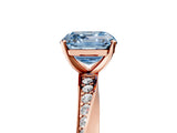 Rose gold Fancy Blue Asscher Cut Diamond Engagement Ring with Side Stone Accents and Four-Prong Setting_137