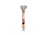 Rose gold Fancy Blue Asscher Cut Diamond Engagement Ring with Side Stone Accents and Four-Prong Setting_14