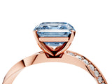Rose gold Fancy Blue Asscher Cut Diamond Engagement Ring with Side Stone Accents and Four-Prong Setting_22
