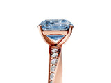 Rose gold Fancy Blue Asscher Cut Diamond Engagement Ring with Side Stone Accents and Four-Prong Setting_23