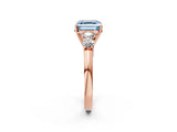 Rose gold Fancy Blue Asscher  Cut Diamond Five-Stone Prong Set White Gold Ring_26