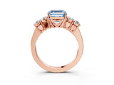 Rose gold Fancy Blue Asscher  Cut Diamond Five-Stone Prong Set White Gold Ring_27