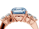 Rose gold Fancy Blue Asscher  Cut Diamond Five-Stone Prong Set White Gold Ring_28