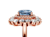 Rose gold Fancy Blue Asscher Cut Diamond Floral Double Halo Engagement Ring with Prong Setting_5