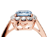 Rose gold Fancy Blue Asscher Cut Diamond Floral Halo Ring with Pavé Band and Prong Setting_7