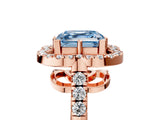 Rose gold Fancy Blue Asscher Cut Diamond Floral Halo Split Shank Prong Setting Ring_5