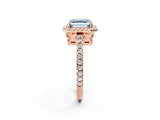 Rose gold Fancy Blue Asscher Cut Diamond Halo Engagement Ring with Pavé Band and Prong Setting_29