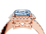 Rose gold Fancy Blue Asscher Cut Diamond Halo Engagement Ring with Pavé Band and Prong Setting_31