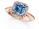 Rose gold Fancy Blue Asscher  Cut Diamond Halo Engagement Ring with Split Shank and Four-Prong Setting_47