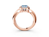 Rose gold Fancy Blue Asscher  Cut Diamond Halo Engagement Ring with Split Shank and Four-Prong Setting_49