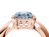 Rose gold Fancy Blue Asscher  Cut Diamond Halo Engagement Ring with Split Shank and Four-Prong Setting_50