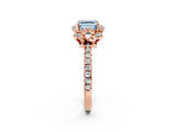 Rose gold Fancy Blue Asscher Cut Diamond Halo Pave Band with Four-Prong Setting_17