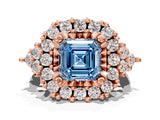 Rose gold Fancy Blue Asscher Cut Diamond Halo Ring with Pavé Band and Four-Prong Setting_17