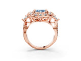 Rose gold Fancy Blue Asscher Cut Diamond Halo Ring with Pavé Band and Four-Prong Setting_20
