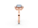 Rose gold Fancy Blue Asscher  Cut Diamond Halo Ring with Round Brilliant Halo and Solitaire Band_36