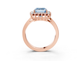 Rose gold Fancy Blue Asscher  Cut Diamond Halo Ring with Round Brilliant Halo and Solitaire Band_37
