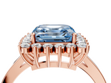 Rose gold Fancy Blue Asscher  Cut Diamond Halo Ring with Round Brilliant Halo and Solitaire Band_38