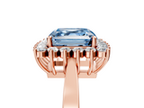 Rose gold Fancy Blue Asscher  Cut Diamond Halo Ring with Round Brilliant Halo and Solitaire Band_39