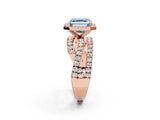 Rose gold Fancy Blue Asscher Cut Diamond Halo Ring with Round Split Shank and Prong Setting_50